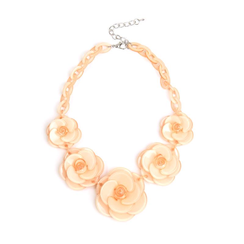 Bohemian Acrylic Flower Necklace - Colorful Rose Sweater Chain