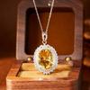 Large Amethyst & Citrine Pendant Necklace for Women, S925 Silver Clavicle Chain, Colored Gem Jewelry