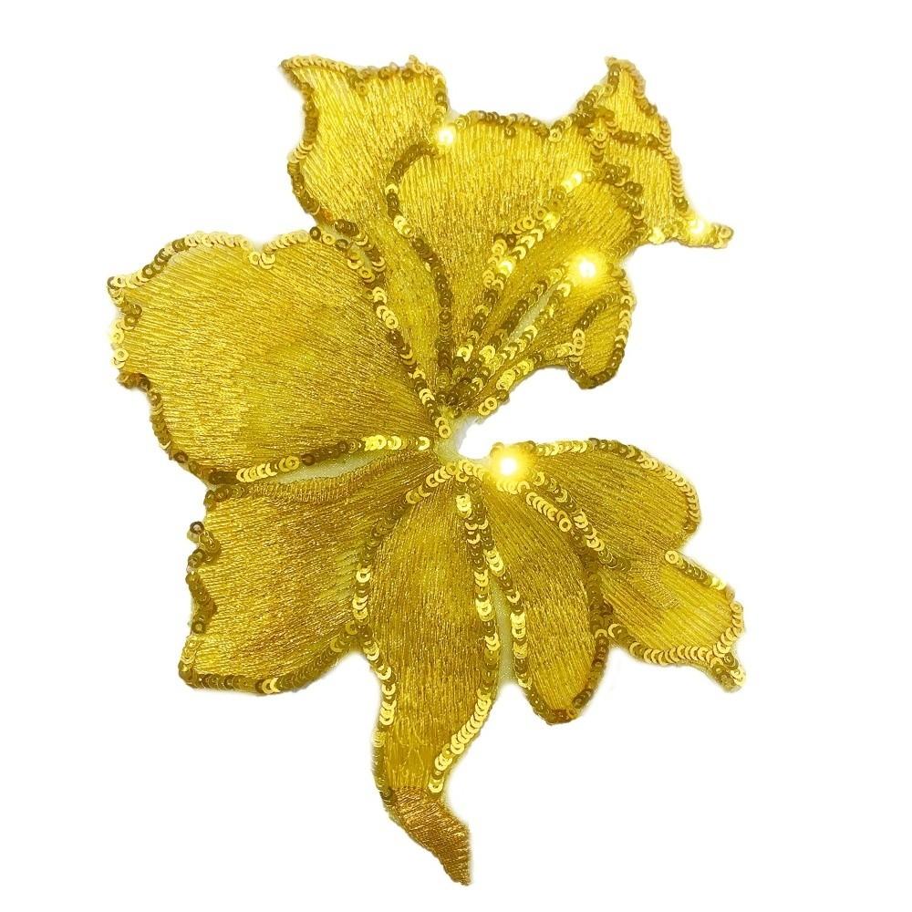New Big Sequin Flower Applique Sew on DIY 3D Flower Embroidery Patches Lace Trim Mesh Applique Embroidered Applique