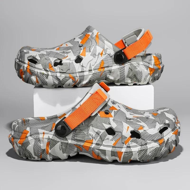 

Летние мужские сандалии для улицы, тапочки с толстой подошвой, мужские садовые сандалии, домашняя обувь, мужские сандалии с дырками, повседневная обувь, большой размер 46 47 47 оранжевый