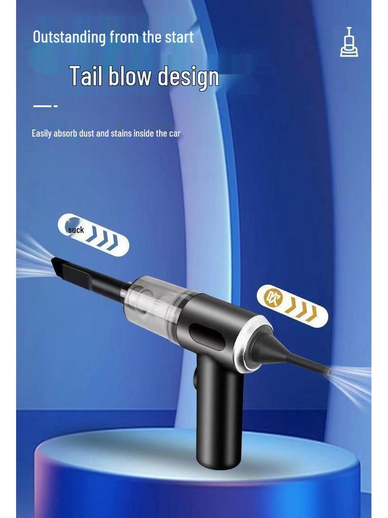 Rechargeable Dual-Purpose Vacuum & Blower: Handheld Cleaner for Home, Car, Desktop, Wardrobe & Hair Drying Tasks.