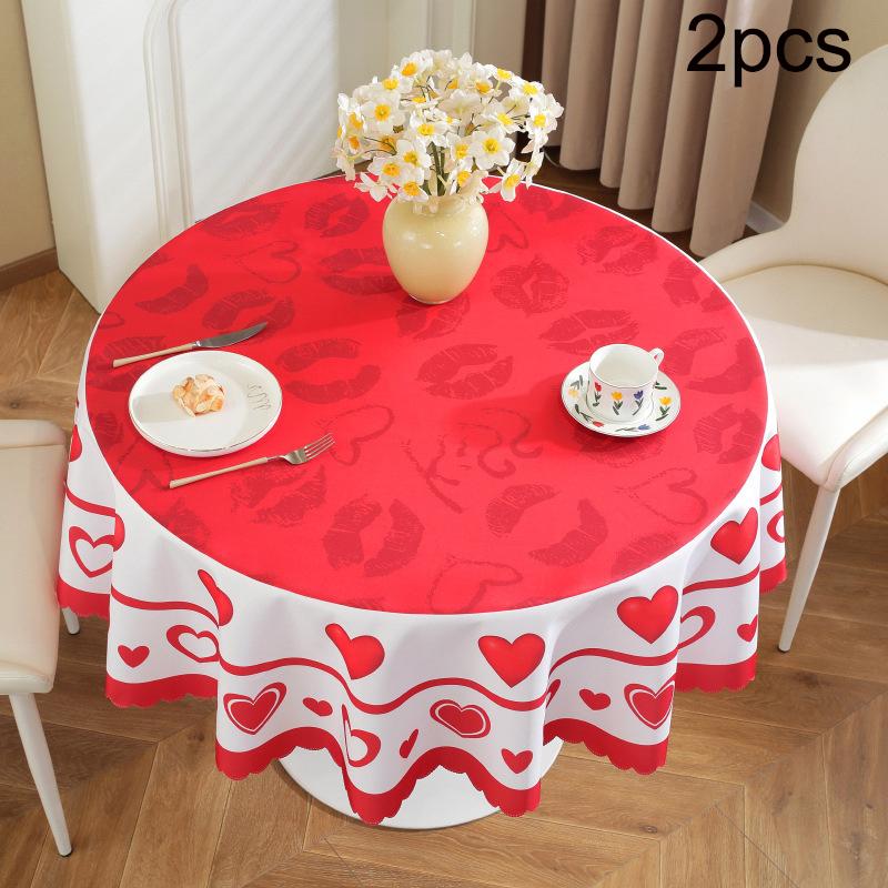 Tablecloth 2PCS Christmas Day Decoration Waterproof and Oilproof Dining Table Cloth Polyester Decoration