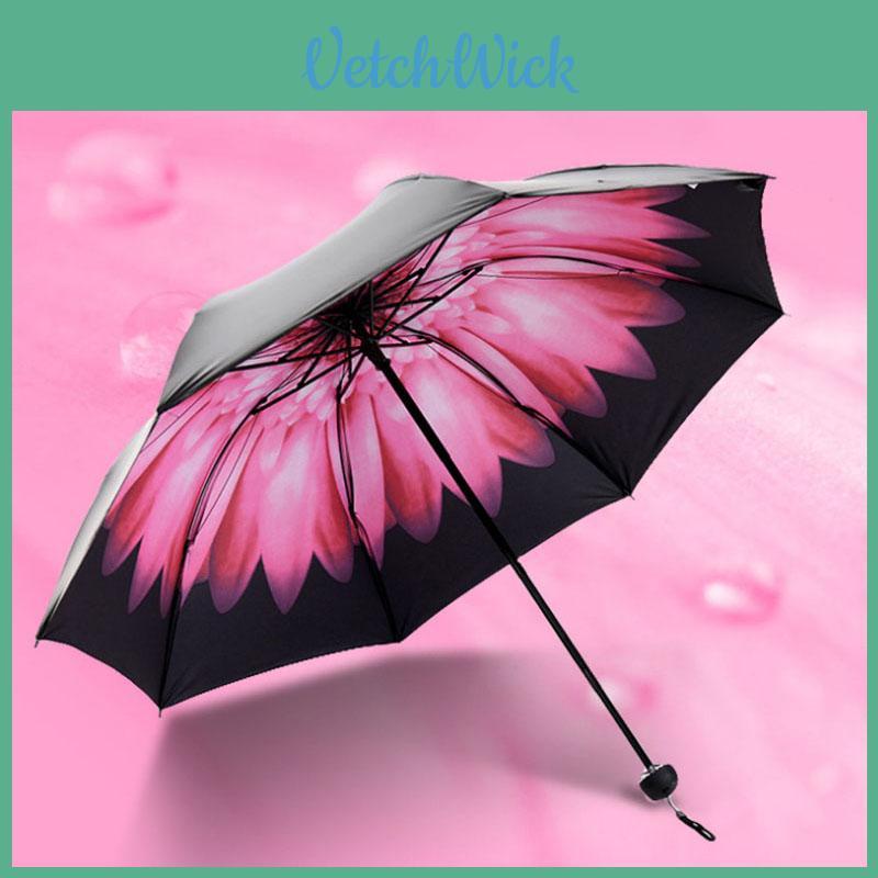 Rain Antiuv Sun Protection Windproof Flower Parasols 3 Umbrella Folding