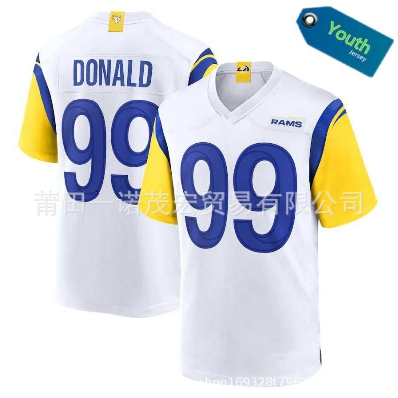 Youth Embroidered Rugby Jersey Rams 10 Kupp 99 Donald Kids Sports Shirt