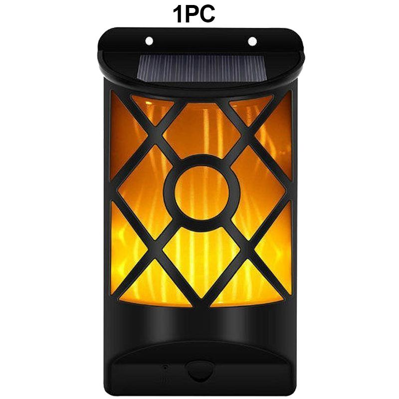 Solar Flame Lights Outdoor Wall Lamp Waterproof Flickering Patio Pathway Yard 36 LED Sun Powered Wall Mounted Sunlight
