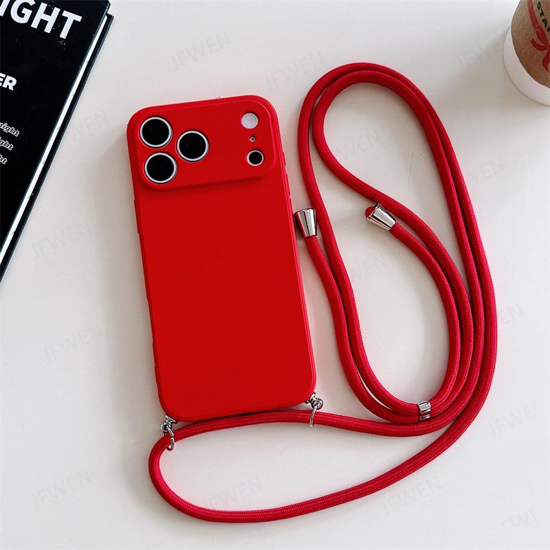 Umhängeband Einfarbige Hülle Für iphone 17 Air 16 15 14 Plus 13 Pro Max Luxus Stoßfestes Silikon Weiche TPU Rückseite