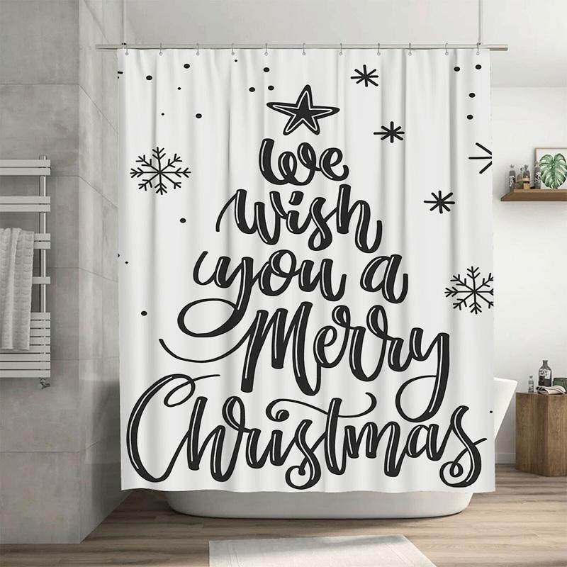 

Tuniu Charming Christmas Shower Curtain Festive Holiday Decor Funny Cute Bathroom Set Waterproof Xmas Holiday Home Decor Stylish W60H190(CM)-1 Pcs