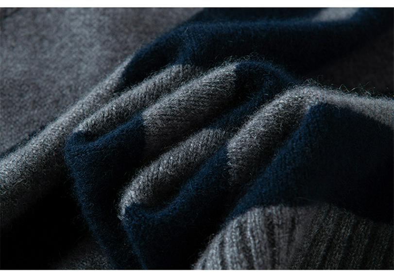 Women's Pure Cashmere Retro Stripe Round Neck Sweater