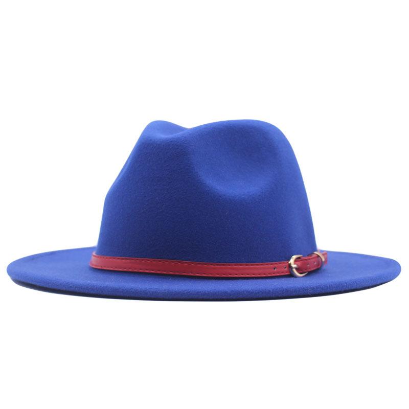 European and American style spring and autumn winter imitation felt big brim hat British retro woolen top hat men's and women's travel Panama jazz hat