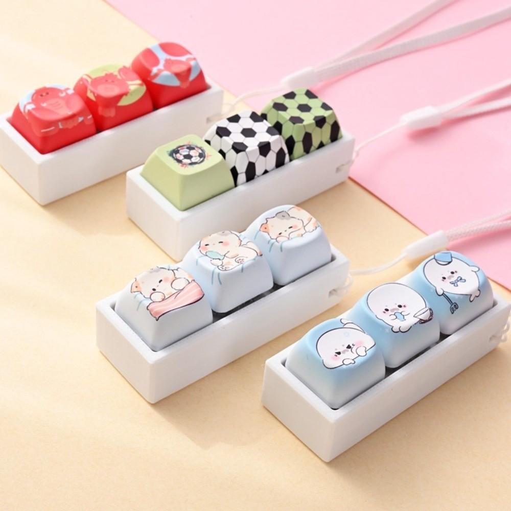 Cartoon Cat Keycap Fidget Keychain 3 Keys Finger Press Keycap Keychain  Calming
