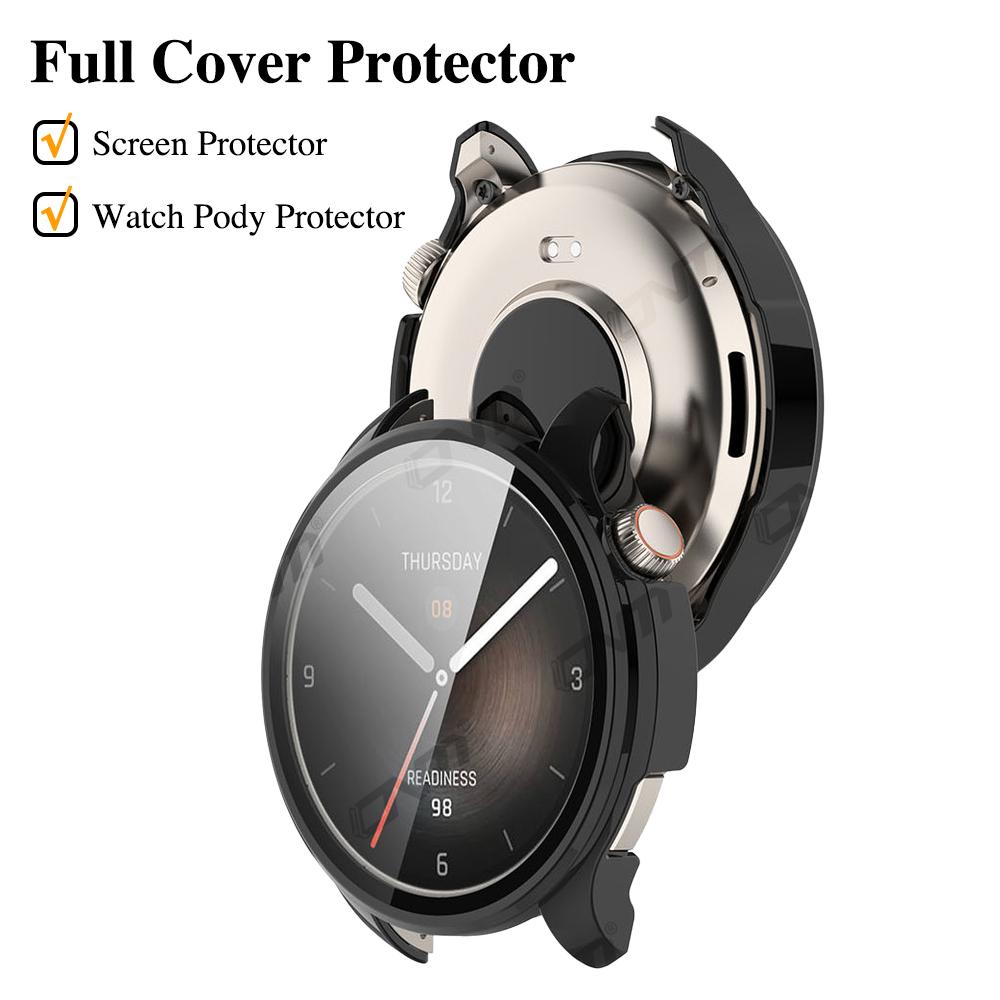 Glass+Hard Case for Amazfit Balance Screen Protector Tempered Glass Anti-scratch Bumper Protection Cover Case Shell Accessories