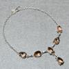 Lab Created Morganite Necklace 18" Chain Silver Finish Pear Cut Gemstone Jewelry