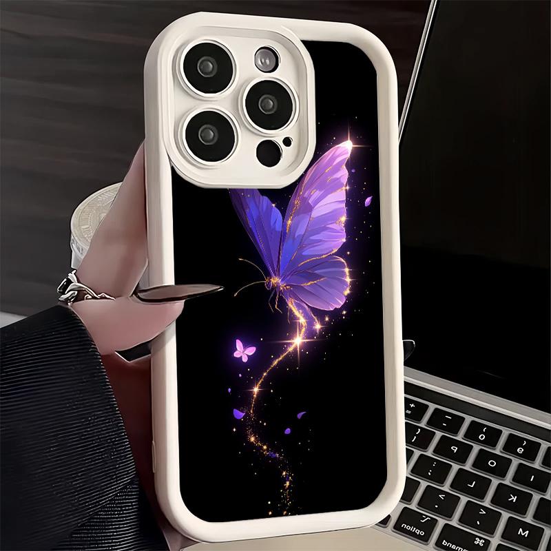 Phone Case for iPhone 17 Air 16E 15 16 Pro Max Beautiful Purple Butterfly Cover 14 Plus 13 12 Mini Soft Shell Silicone Fundas