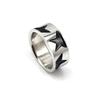 Two Tone Silver Black Ring Black Enamel Stainless Steel Women and Mens Silver Color Trendy Casual Rings Size 7 8 10
