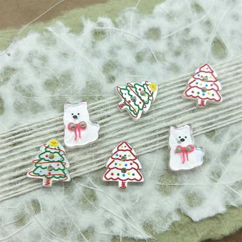 20pcs Cute Christmas Tree/cartoon Dog Button, Shaped Two Hole Resin Button, Clothing Decoration, Handmade DIY Accessories