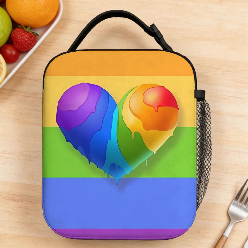 Custom Gay Pride Flag Lunch Bag Vintage Lunch Box For Child Office Cooler Bag Oxford Thermal Tote Handbags