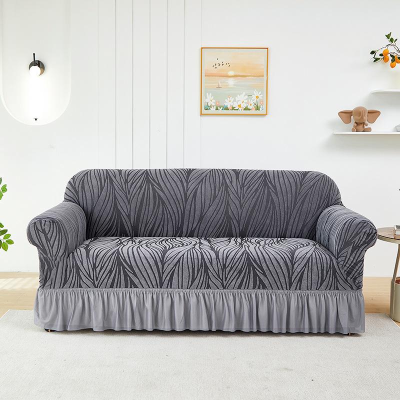 

Чехол для дивана с жаккардовой юбкой Изображение Гофрированный всеобъемлющий эластичный чехол для дивана Утолщенный нескользящий универсальный на все сезоны Double (145-185cm)