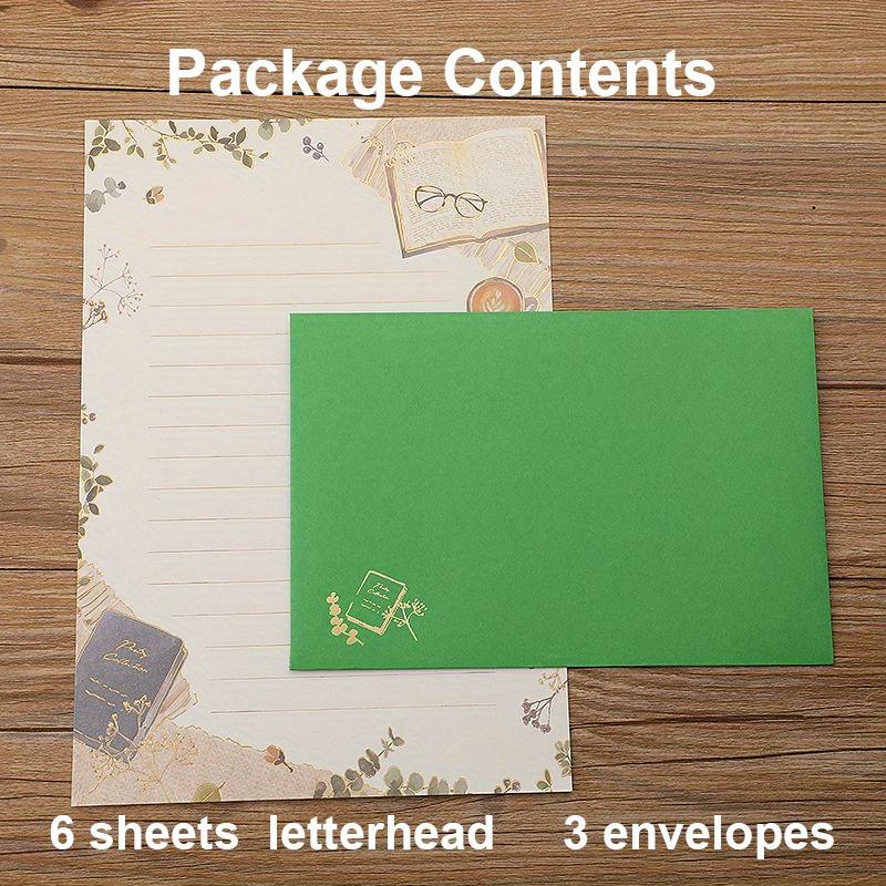 A5 Skrivpapper med kuvert Floral stil Linjerat skrivpapper 6 ark Brevpapper med 3 st kuvert