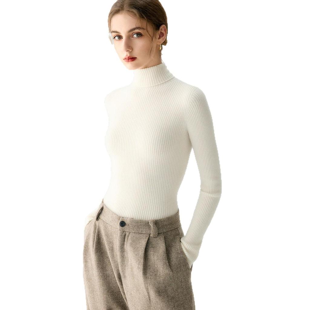 Women's High Neck 100% Pure Cashmere Sweater - Thickened, Slimming, Warm Knit Base Layer