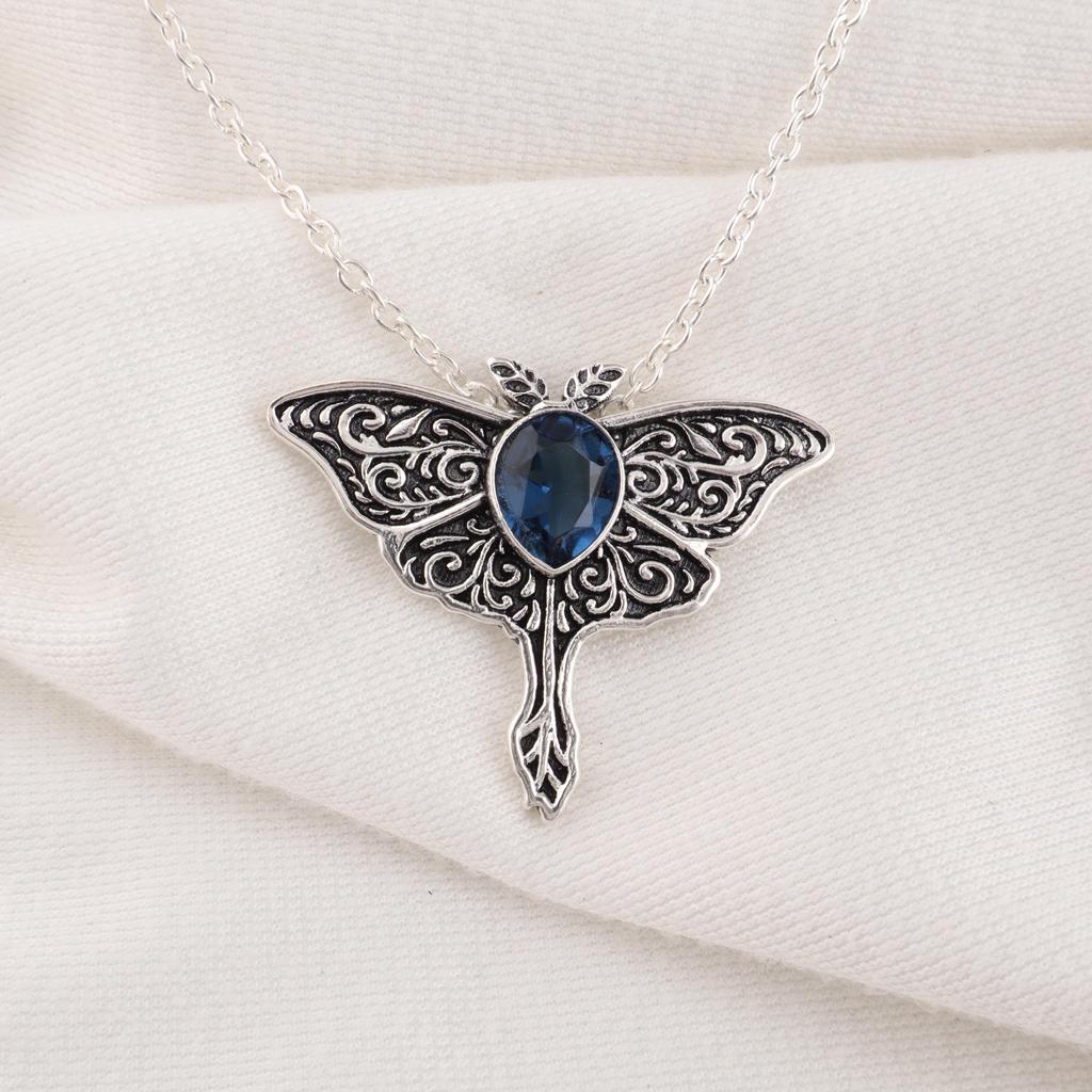 London Blue Topas Anhänger, 925 Sterling Silber Edelstein Schmuck, handgefertigter Anhänger, Für Thanksgiving