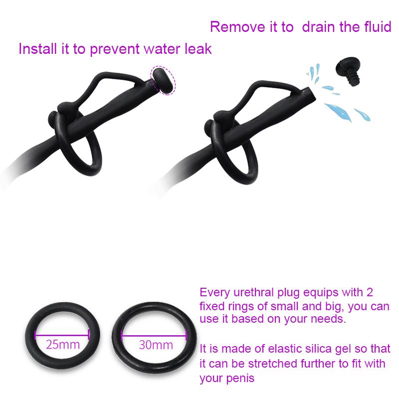 Harnröhrenkatheter Urin Männer mit Ventil Harnröhrensonde Hohl Silikon Penis Plug Urethralschlauch für Keuschheit Männlich Erwachsener Sexspielzeug