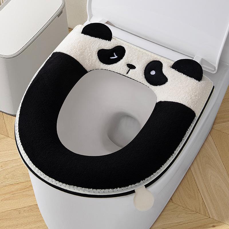 Four Seasons Universal Plush Toilet Seat Cover Set - Winter Thickened Zipper Style Cushion Ring.