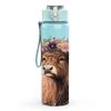 1PC Highland Cow Shaggy Cattle Portrait Print 750ml Color Plastic Sports Water Bottle Leakproof Flip Straw Lid Suitable for Sports Office Home Use