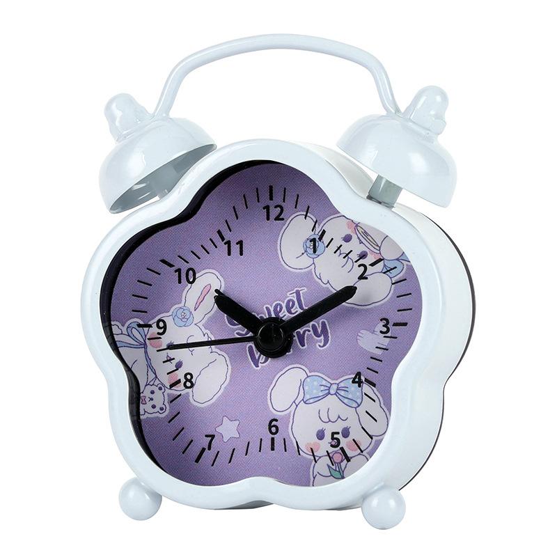 

Новый металлический будильник особой формы прямоугольный цветок интернет-знаменитость милый звонящий будильник мультяшные студенческие часы Button battery