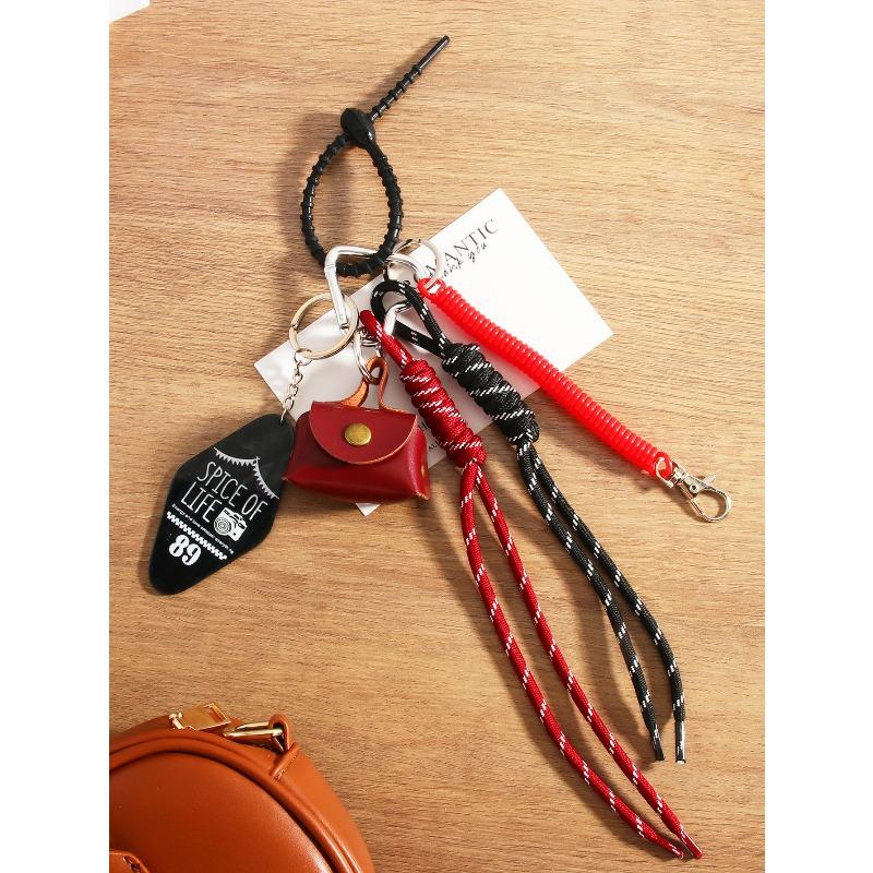 Style Fashion Leather Leopard Print Small Bag Braided Rope Bag Pendant Lanyard Premium Mobile Phone Pendant