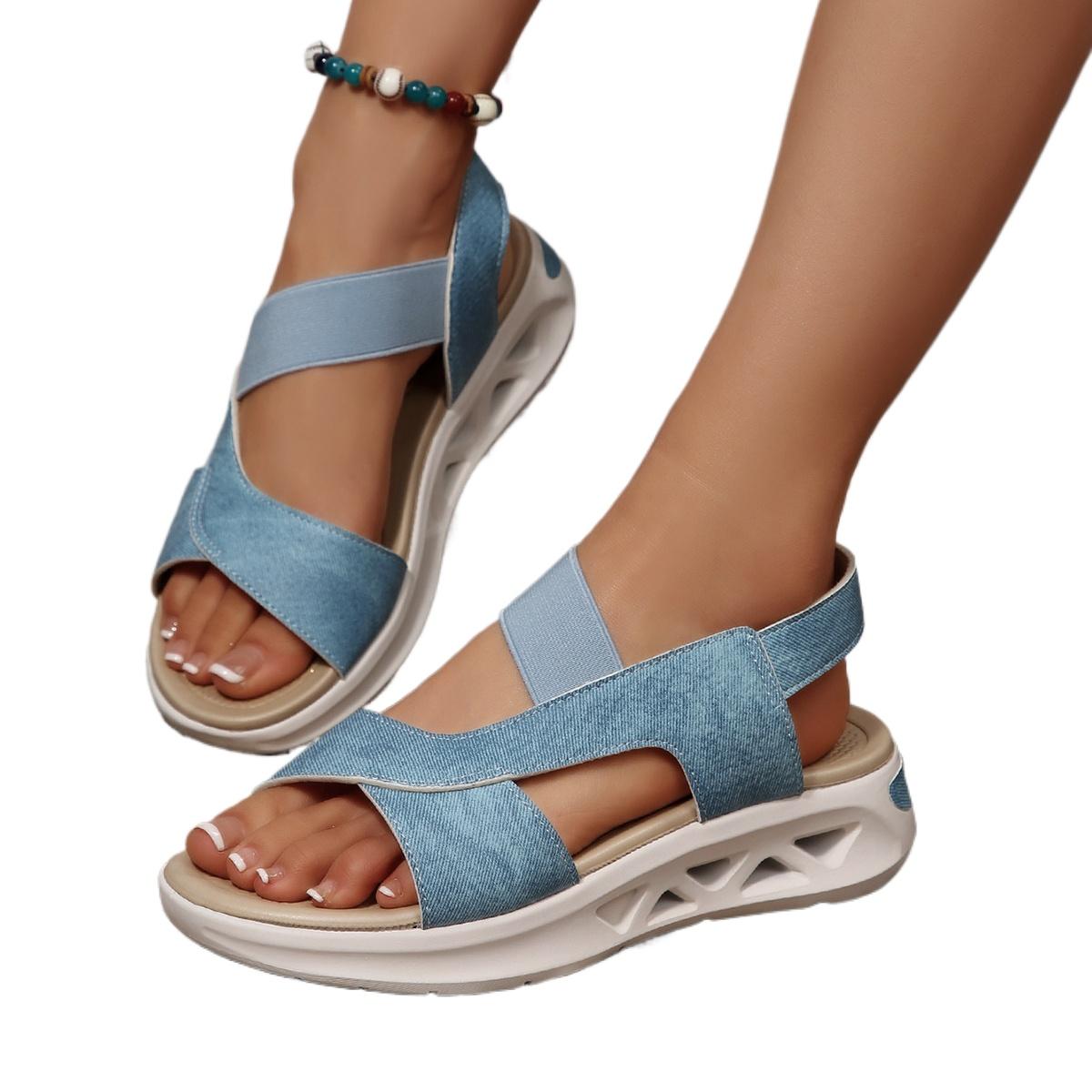 

2025 New Summer Casual Thick Bottom Platform Sandals Women s Open Toe Strap Beach Shoes Outdoor Wear PU Leather Rubber Sole Hot 36 рожевий