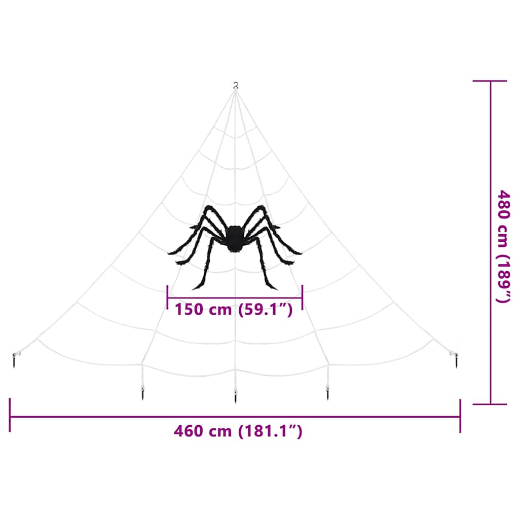 Halloween Spider Decoration with Nets 4 Pcs Black and White