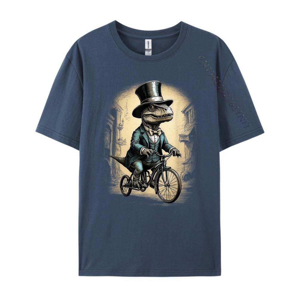 Vintage Dinosaur Trex Riding Bike Funny Dino Lover Sports T Shirt Men Men Long Sleeve Tee Mothers Day