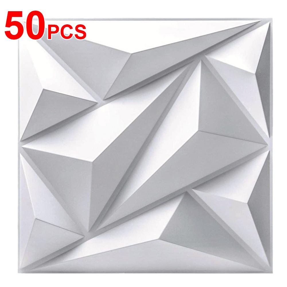 50Pcs Wall Covering Panels 30x30cm Mural Tile Panel Mold Black/White 3D Wall Paper for Living Room Gaming Room TV Background