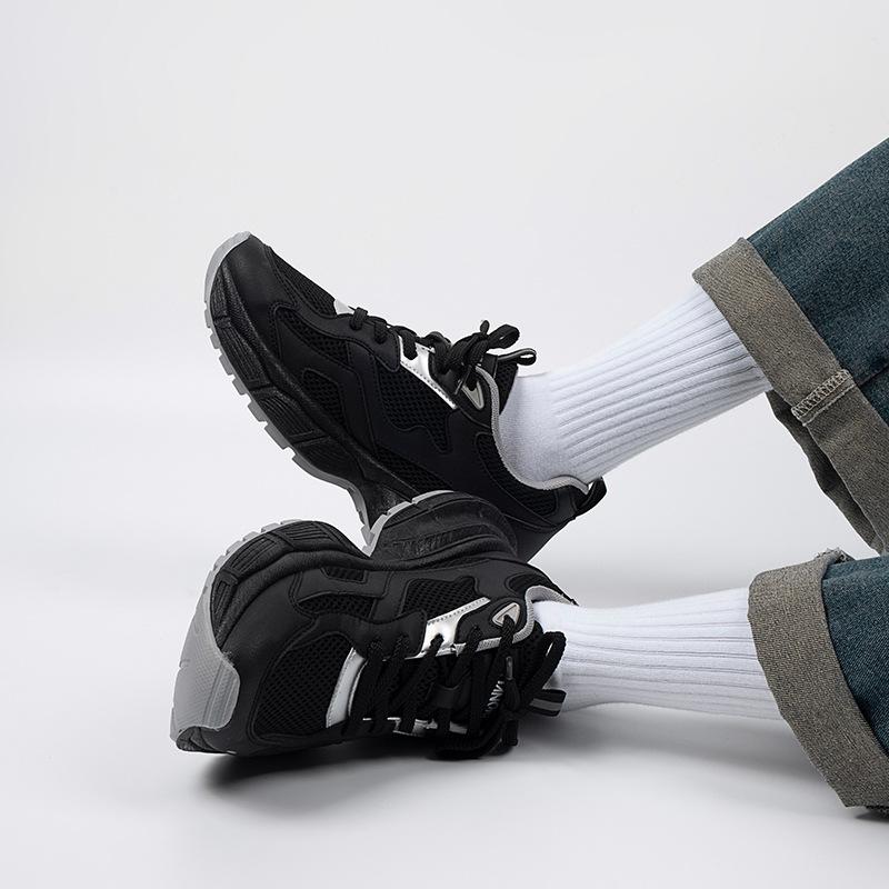 Global Retro Dad Shoes Men's 2025 New Versatile Casual Sports Shoes Platform Black Trendy Shoes ZHQ5663-1