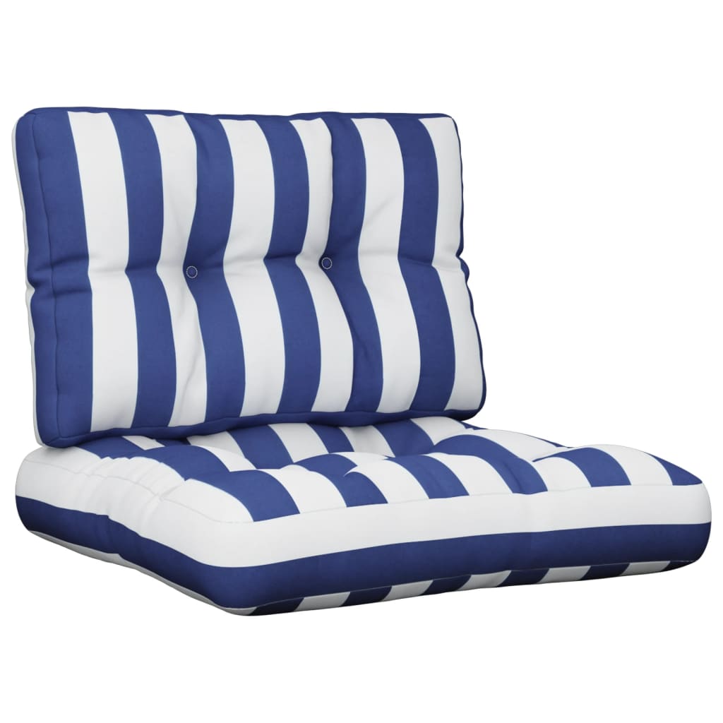 Pallet Cushions 2 Piece Blue & White Striped Fabric