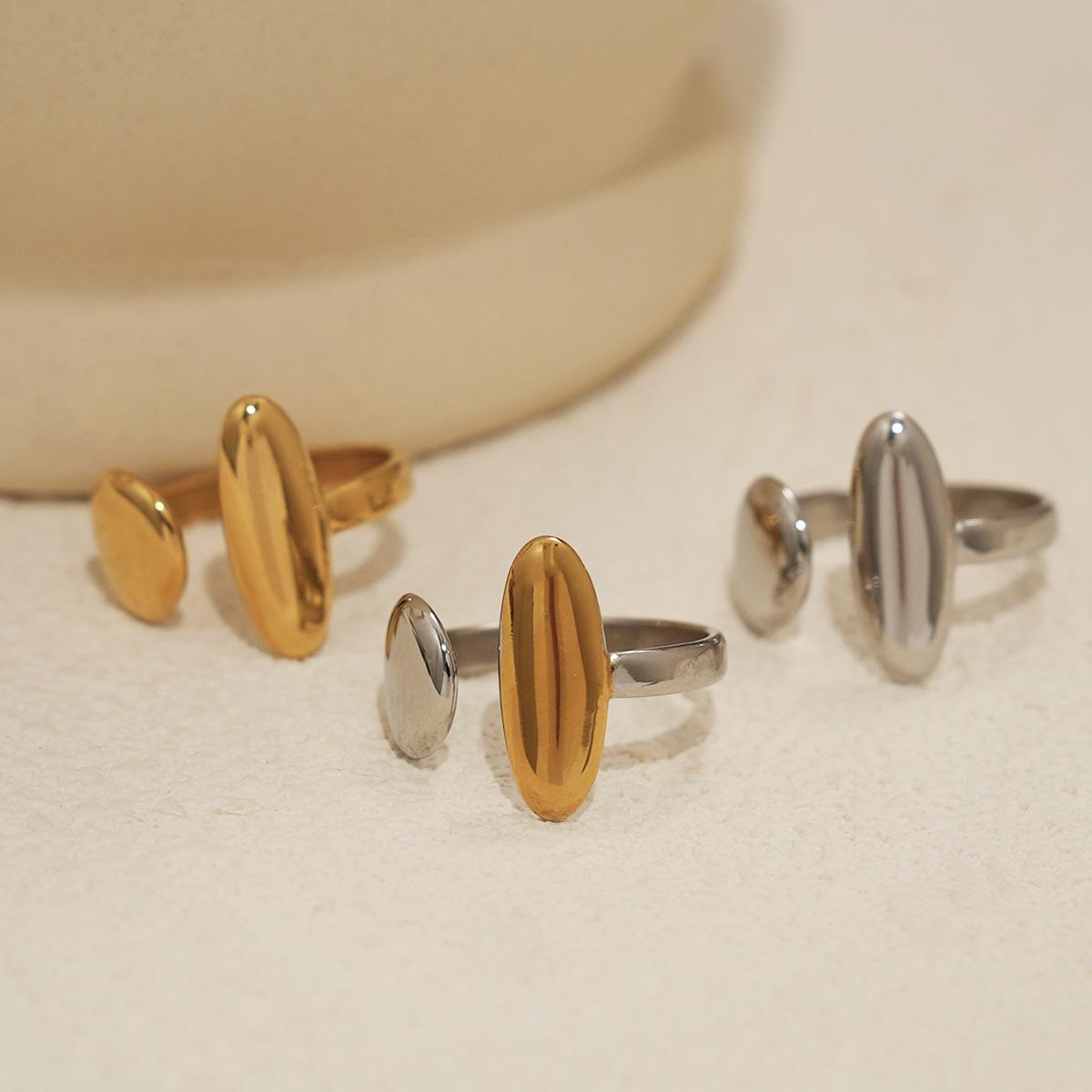 Fashion Geometry Design Stainless Steel Rings Resistant 18K PVD Plated Simple Sleek Metal Fashion Zircon Bijoux Gift 2025 resizable