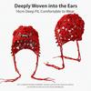 Openwork Crochet Knitted Beanie Color Bead Tassel Ethnic Beanie Crochet Headwrap  Bohemian Styling