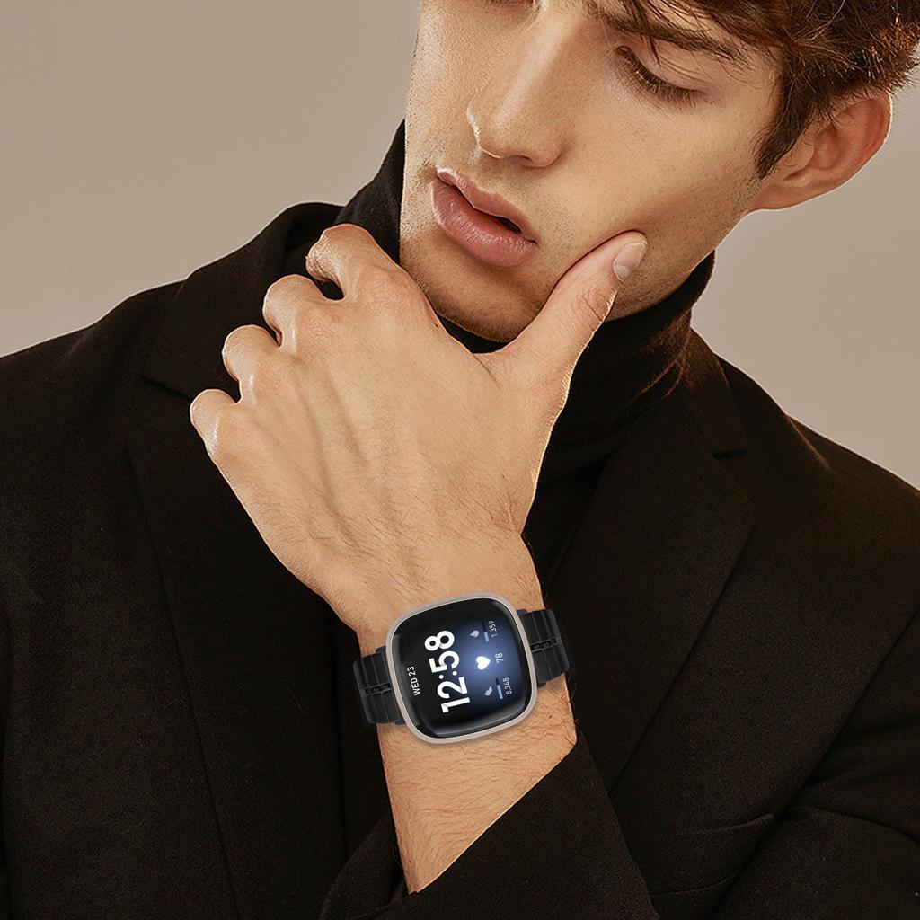 Für Fitbit Versa 4/Sense 2 Edelstahl Uhrenarmband Ersatz