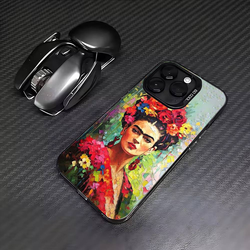 Art F-Frida Kahlo Phone Case For iPhone17,16,15,14,13,12,11 Plus,Pro Max Colored Silver Plated Inside Cover