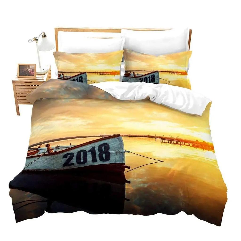 Sailing Ship Pattern Duvet Cover Set 3D Print Boat For Boys Teen Adult Bedding Set Polyester Comforter Cover Full King Twin Size