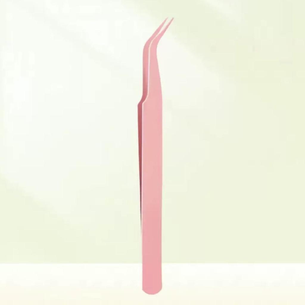 Golden Feather Colored Stainless Steel Precision Tweezers for False Eyelashes with Curved Tip