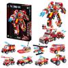 Children'S Diy Assembly Construction Truck Fire Truck Building Block Set, Puzzle Assembly Deformation Robot Model Car