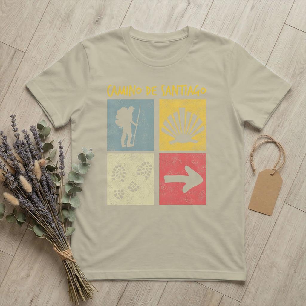 Camino de Santiago Cammino di San Giacomo T-shirt Unisex Buon Cammino T-shirt Vintage Manica Corta Girocollo T-shirt Cotone Merchandising Estivo