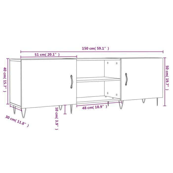 VidaXL TV Cabinet Black 150x30x50 Cm Engineered Wood 829093