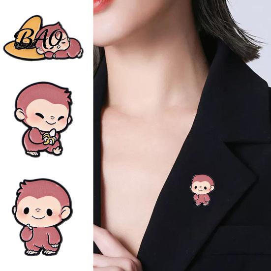 Cartoon Monkey Badge Brooch Pin, Enamel Design Lapel Bright Color Outfit with Wear-resistant Standard Safety Lightweight Accessory for Clothes