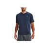 Under Armour Solid Color Logo Print Straight Cut Crew Neck Short Sleeve T-Shirt Men Tops Dark-Blue 1328190-408