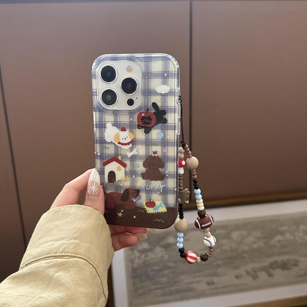 IPhone 17/16 Pro Max Koreansk Stil Katt & Hund Telefonfodral med Handrem