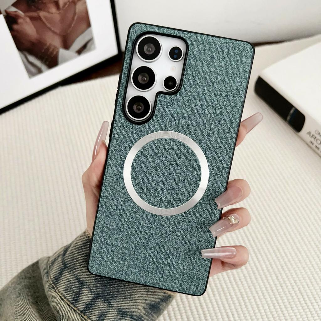 For Samsung Galaxy S26 Ultra Magnetic Case Drop-Proof TPU + Cloth Back Phone Cover
