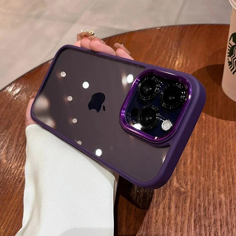 Husă Transparentă de Lux cu Bumper Metalic pentru Obiectiv pentru iPhone 15 14 13 12 11 Pro Max Mini X XS Max XR 7 8 Plus Silicon Acrilic Spate Dur