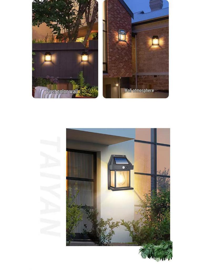 Solar Waterproof Outdoor Tungsten Filament Courtyard Wall Lamp